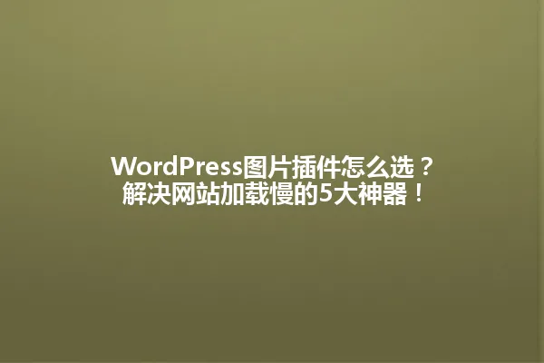 WordPress图片插件怎么选?解决网站加载慢的5大神器! 一