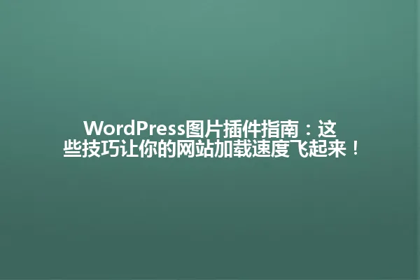 WordPress图片插件指南:这些技巧让你的网站加载速度飞起来! 一