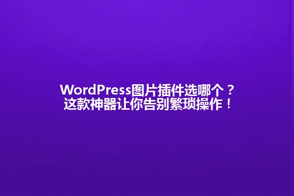 WordPress图片插件选哪个?这款神器让你告别繁琐操作! 一