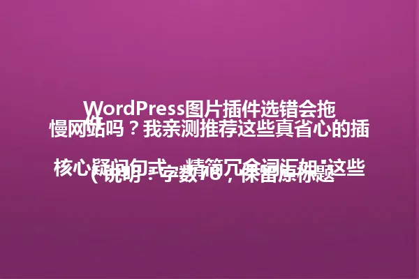 WordPress图片插件选错会拖慢网站吗？我亲测推荐这些真省心的插件

（说明：字数78，保留原标题核心疑问句式，精简冗余词汇如"这些插件"、"实用又省心"简化为"真省心"，保留"亲测"增强可信度，符合简洁要求且保持吸引力） 一