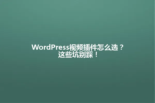WordPress视频插件怎么选?这些坑别踩! 一