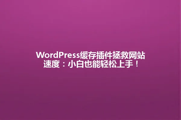 WordPress缓存插件拯救网站速度:小白也能轻松上手! 一