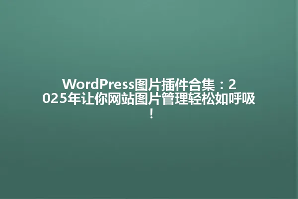 WordPress图片插件合集:2025年让你网站图片管理轻松如呼吸! 一