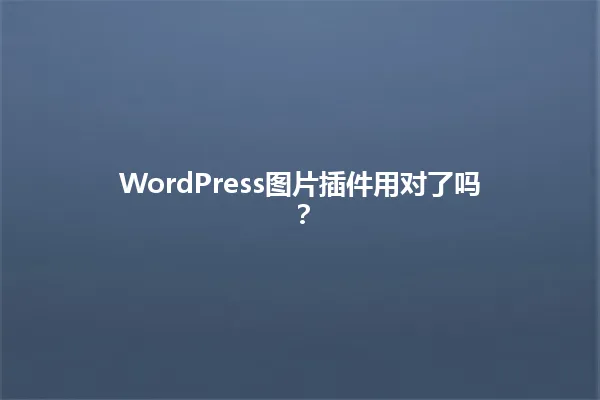 WordPress图片插件用对了吗？ 一