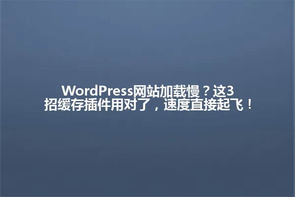 WordPress网站加载慢?这3招缓存插件用对了,速度直接起飞! 一