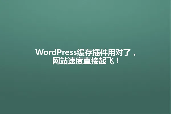 WordPress缓存插件用对了,网站速度直接起飞! 一