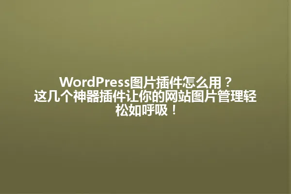 WordPress图片插件怎么用?这几个神器插件让你的网站图片管理轻松如呼吸! 一