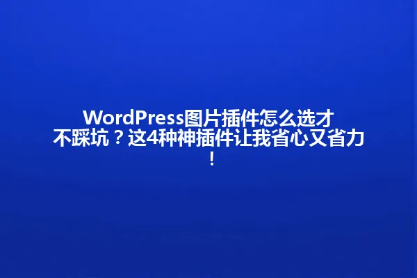 WordPress图片插件怎么选才不踩坑？这4种神插件让我省心又省力！ 一