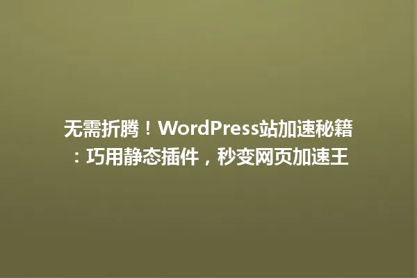 无需折腾!WordPress站加速秘籍:巧用静态插件,秒变网页加速王 一