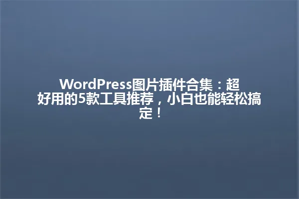 WordPress图片插件合集：超好用的5款工具推荐，小白也能轻松搞定！ 一