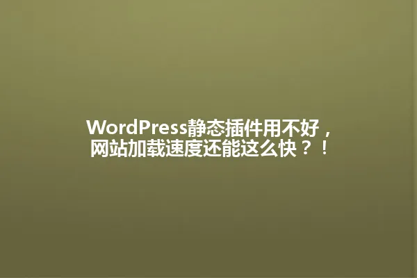 WordPress静态插件用不好,网站加载速度还能这么快?! 一