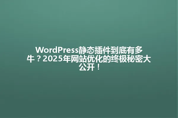 WordPress静态插件到底有多牛？2025年网站优化的终极秘密大公开！ 一