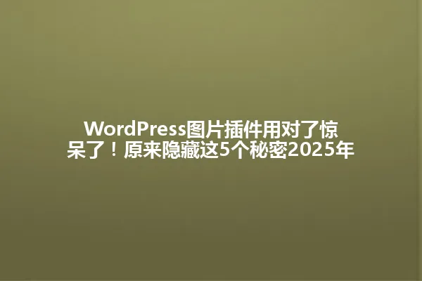 WordPress图片插件用对了惊呆了!原来隐藏这5个秘密2025年 一