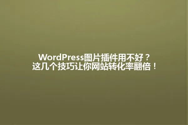 WordPress图片插件用不好?这几个技巧让你网站转化率翻倍! 一