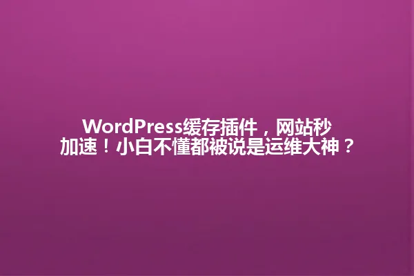 WordPress缓存插件,网站秒加速!小白不懂都被说是运维大神? 一