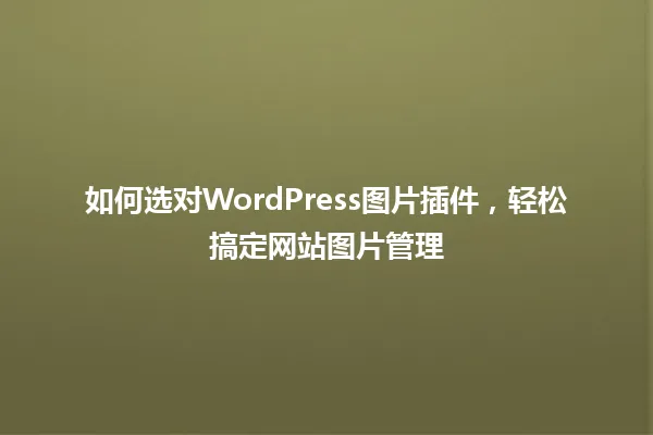 如何选对WordPress图片插件,轻松搞定网站图片管理 一