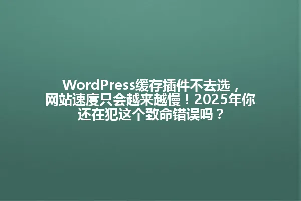WordPress缓存插件不去选,网站速度只会越来越慢!2025年你还在犯这个致命错误吗? 一