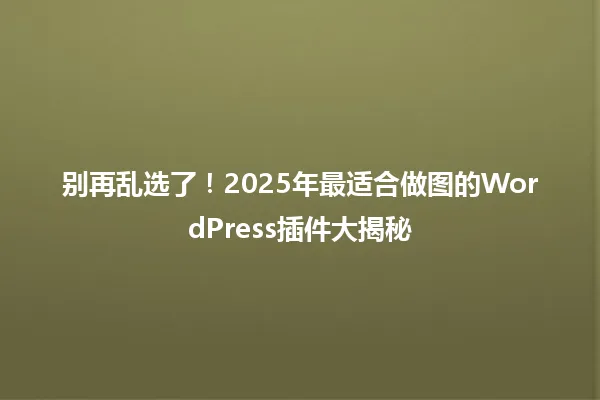 别再乱选了！2025年最适合做图的WordPress插件大揭秘 一