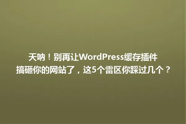 天呐!别再让WordPress缓存插件搞砸你的网站了,这5个雷区你踩过几个? 一
