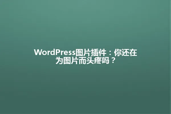 WordPress图片插件:你还在为图片而头疼吗? 一