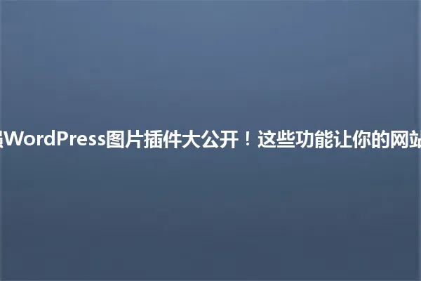 2025年最强WordPress图片插件大公开!这些功能让你的网站秒变专业级 一