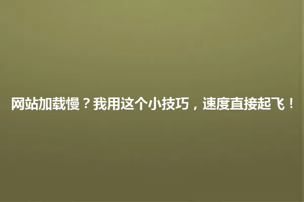 网站加载慢？我用这个小技巧，速度直接起飞！ 一