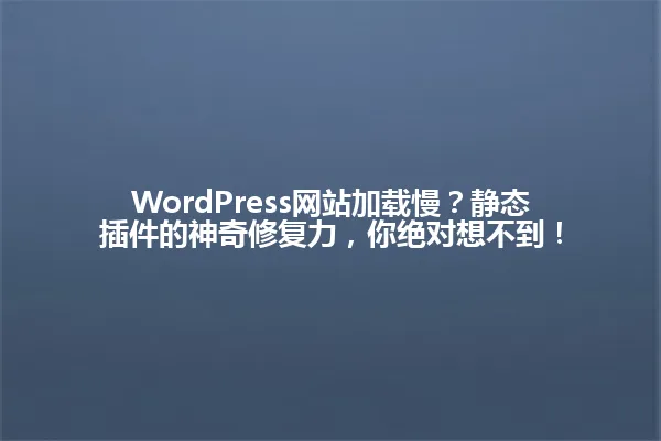 WordPress网站加载慢?静态插件的神奇修复力,你绝对想不到! 一