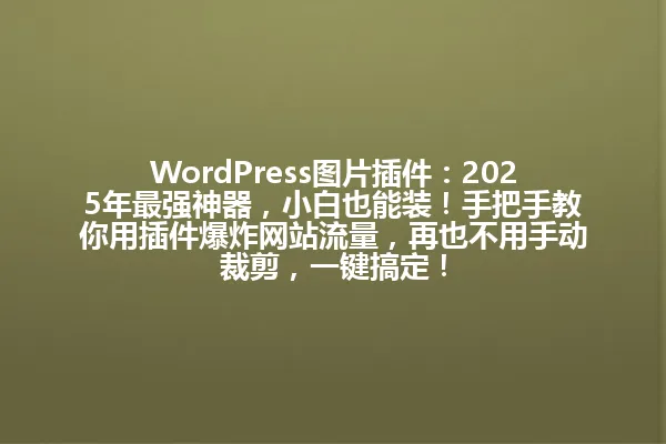 WordPress图片插件：2025年最强神器，小白也能装！手把手教你用插件爆炸网站流量，再也不用手动裁剪，一键搞定！ 一