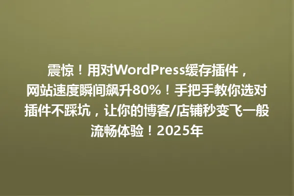 震惊！用对WordPress缓存插件，网站速度瞬间飙升80%！手把手教你选对插件不踩坑，让你的博客/店铺秒变飞一般流畅体验！2025年 一