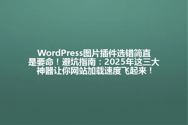 WordPress图片插件选错简直是要命！避坑指南：2025年这三大神器让你网站加载速度飞起来！ 一