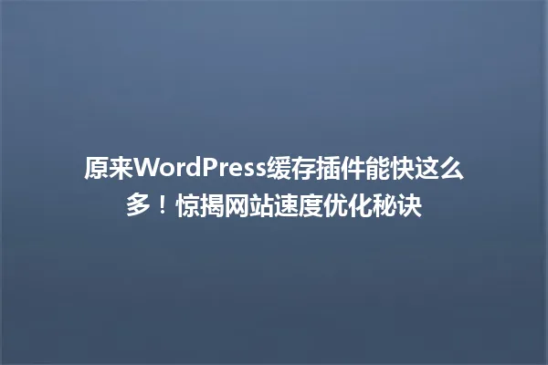 原来WordPress缓存插件能快这么多!惊揭网站速度优化秘诀 一
