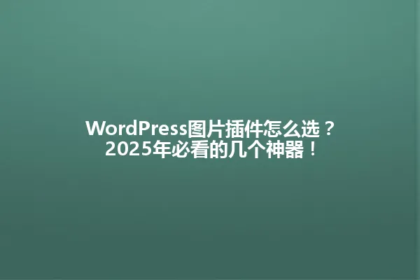 WordPress图片插件怎么选?2025年必看的几个神器! 一