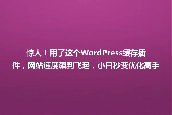 惊人!用了这个WordPress缓存插件,网站速度飙到飞起,小白秒变优化高手 一
