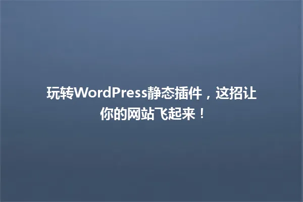 玩转WordPress静态插件,这招让你的网站飞起来! 一