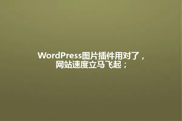 WordPress图片插件用对了，网站速度立马飞起； 一