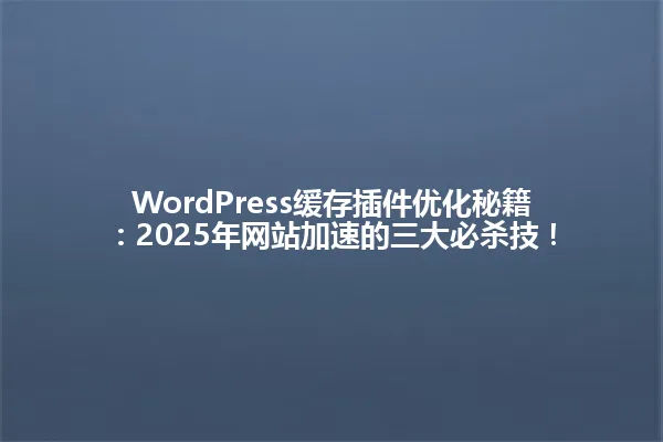 WordPress缓存插件优化秘籍:2025年网站加速的三大必杀技! 一