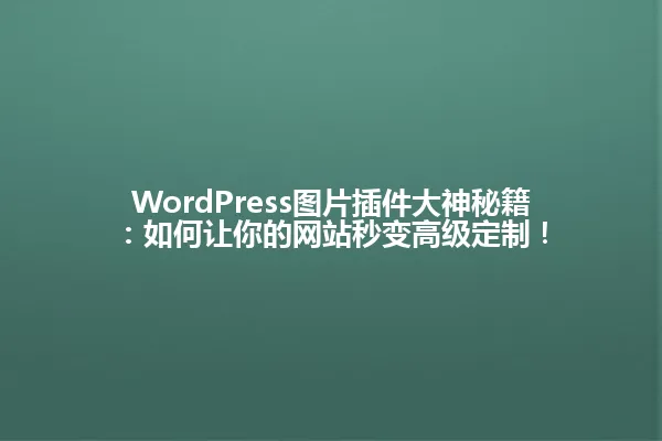 WordPress图片插件大神秘籍:如何让你的网站秒变高级定制! 一