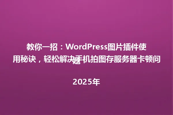 教你一招:WordPress图片插件使用秘诀,轻松解决手机拍图存服务器卡顿问题!
2025年 一