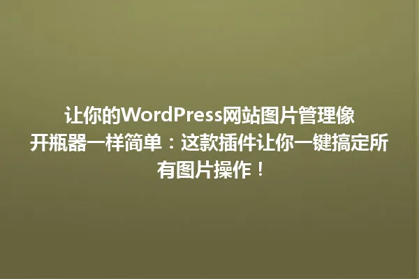 让你的WordPress网站图片管理像开瓶器一样简单:这款插件让你一键搞定所有图片操作! 一