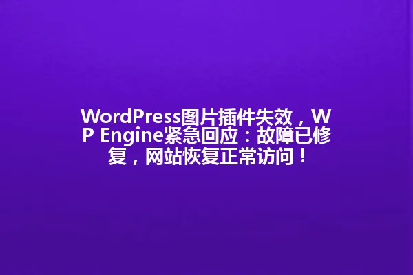 WordPress图片插件失效，WP Engine紧急回应：故障已修复，网站恢复正常访问！ 一