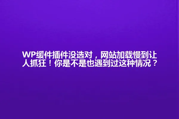 WP缓件插件没选对,网站加载慢到让人抓狂!你是不是也遇到过这种情况? 一