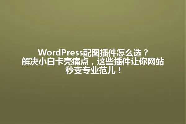 WordPress配图插件怎么选?解决小白卡壳痛点,这些插件让你网站秒变专业范儿! 一