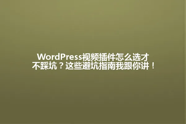 WordPress视频插件怎么选才不踩坑?这些避坑指南我跟你讲! 一