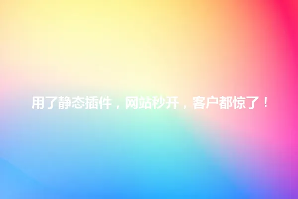 用了静态插件,网站秒开,客户都惊了! 一