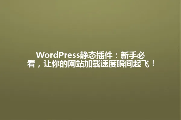 WordPress静态插件:新手必看,让你的网站加载速度瞬间起飞! 一