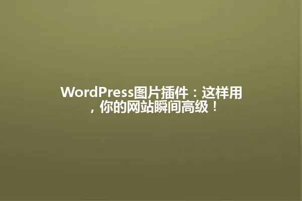 WordPress图片插件：这样用，你的网站瞬间高级！ 一