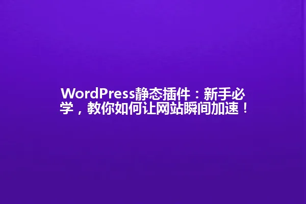 WordPress静态插件：新手必学，教你如何让网站瞬间加速！ 一