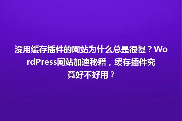 没用缓存插件的网站为什么总是很慢?WordPress网站加速秘籍,缓存插件究竟好不好用? 一