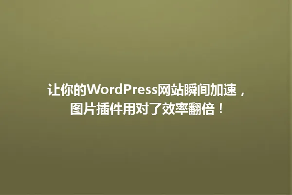 让你的WordPress网站瞬间加速，图片插件用对了效率翻倍！ 一
