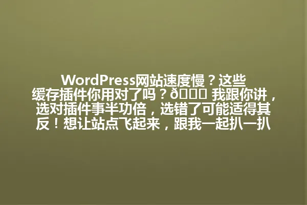 WordPress网站速度慢？这些缓存插件你用对了吗？🚀 我跟你讲，选对插件事半功倍，选错了可能适得其反！想让站点飞起来，跟我一起扒一扒那些不为人知的缓存门道吧～ 一